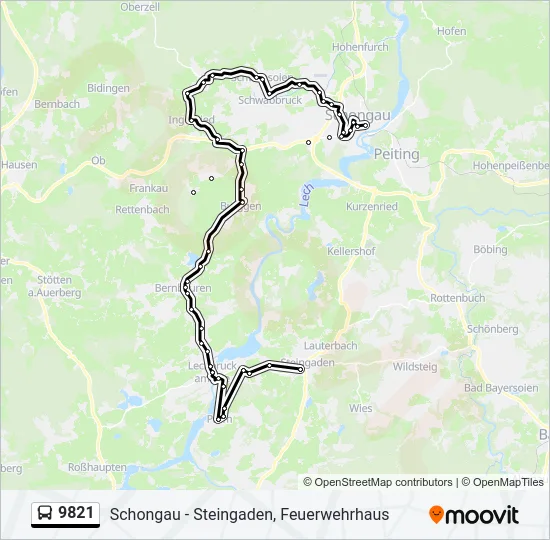 Автобус 9821: карта маршрута