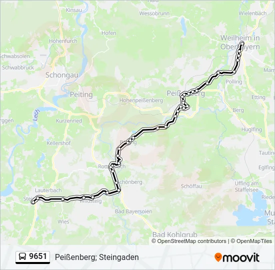 Автобус 9651: карта маршрута