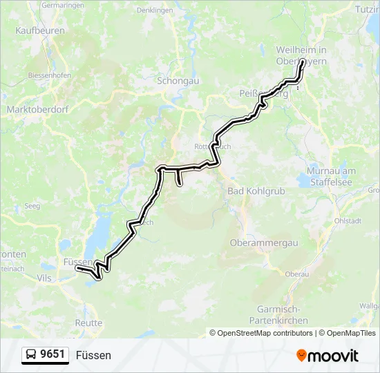 Автобус 9651: карта маршрута