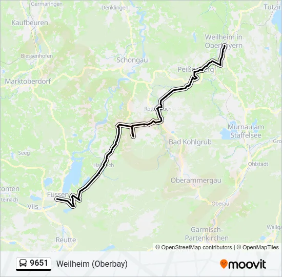 Автобус 9651: карта маршрута