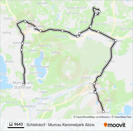 Автобус 9643: карта маршрута