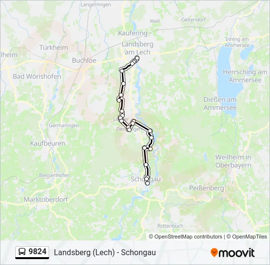 Автобус 9824: карта маршрута