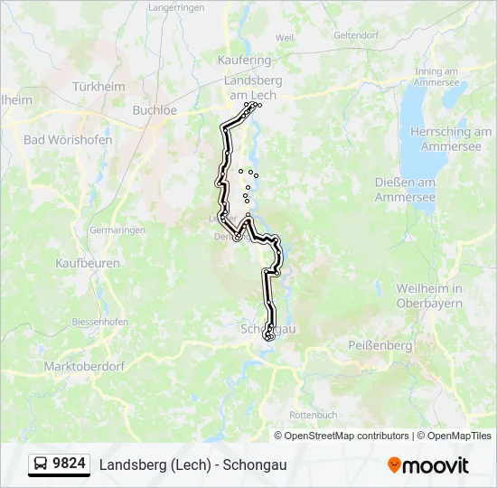 Автобус 9824: карта маршрута