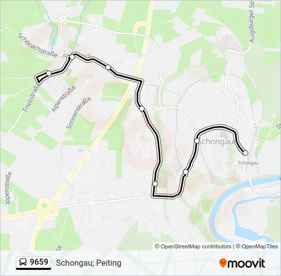 Автобус 9659: карта маршрута