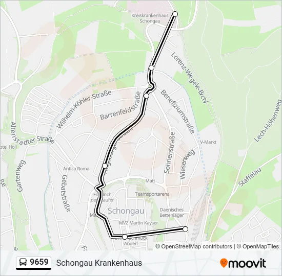 Автобус 9659: карта маршрута