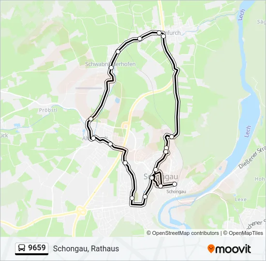 Автобус 9659: карта маршрута