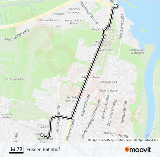 70 Bus Line Map