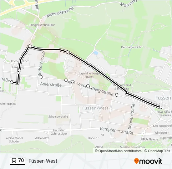 70 Bus Line Map