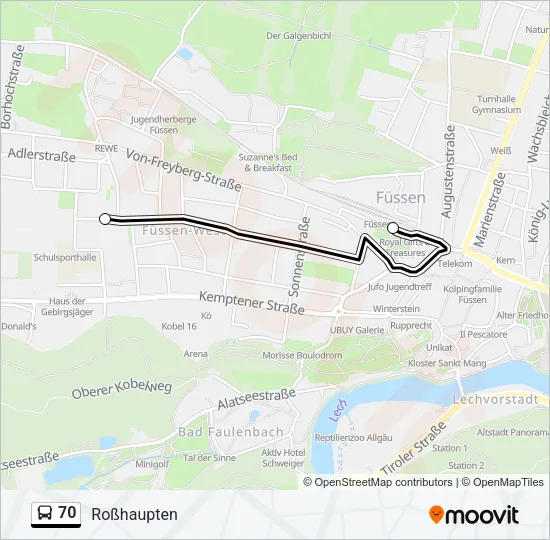 70 Bus Line Map