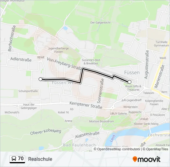 70 Bus Line Map