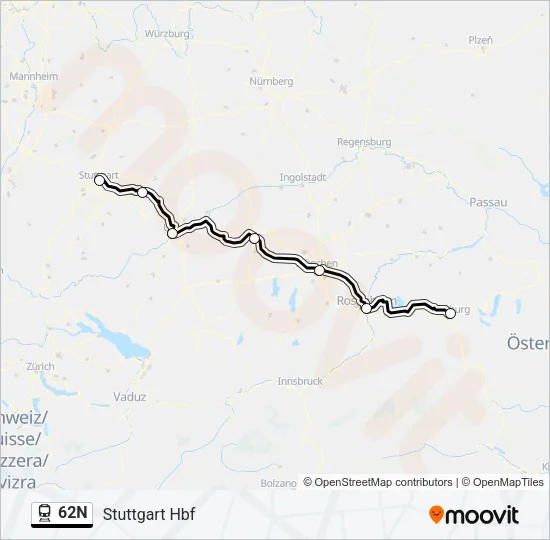 62N Train Line Map