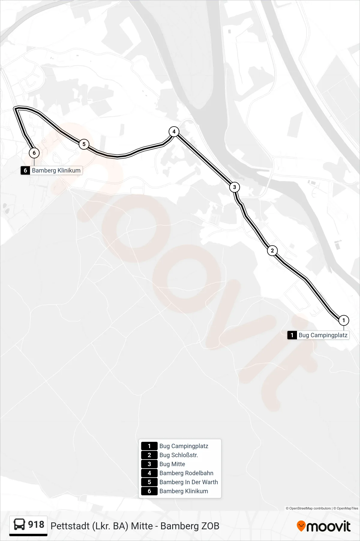 Linie 918 (Bus) Richtung Klinikum: Route und Haltestellen auf der Karte