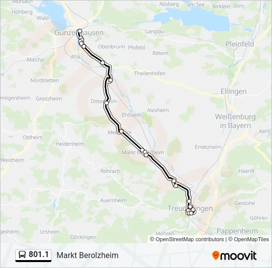 Автобус 801.1: карта маршрута