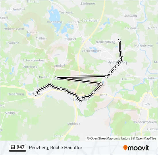 947 Bus Line Map