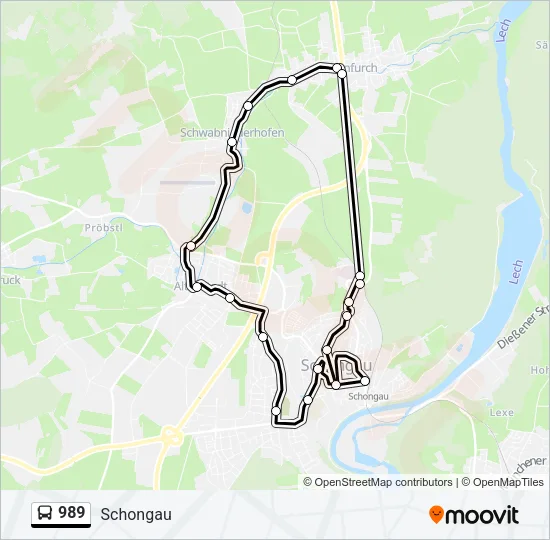 Автобус 989: карта маршрута
