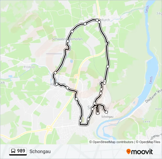 Автобус 989: карта маршрута