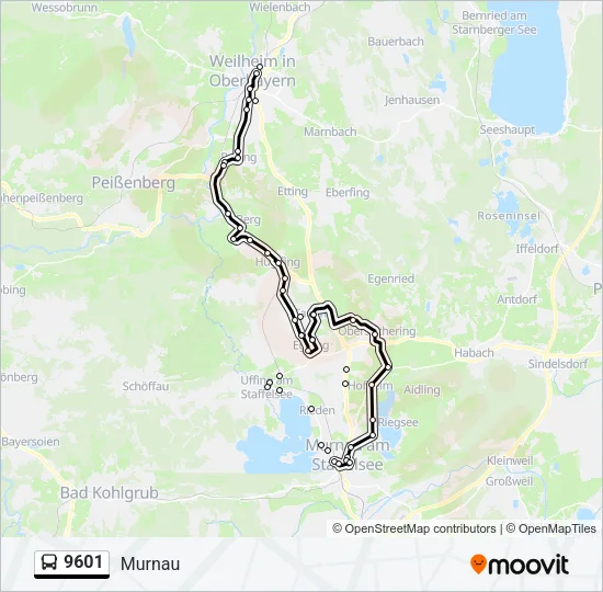 Автобус 9601: карта маршрута