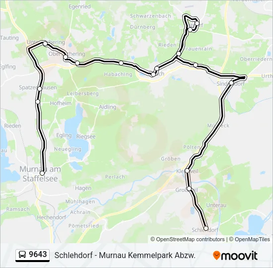 Автобус 9643: карта маршрута