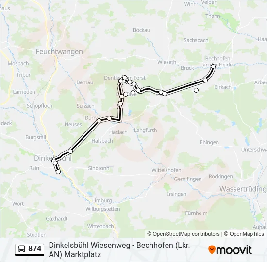 874 Bus Line Map