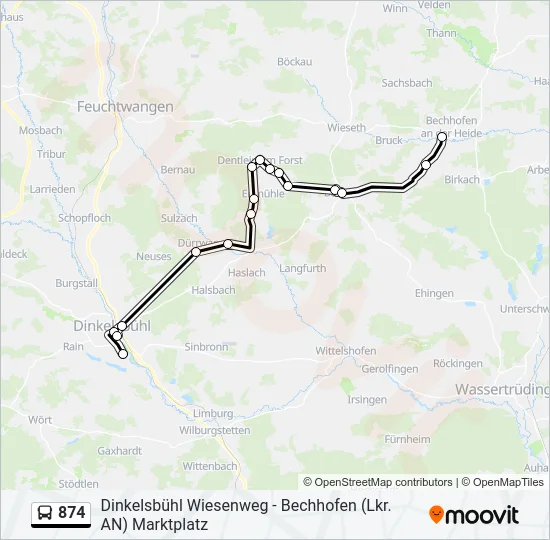 874 Bus Line Map