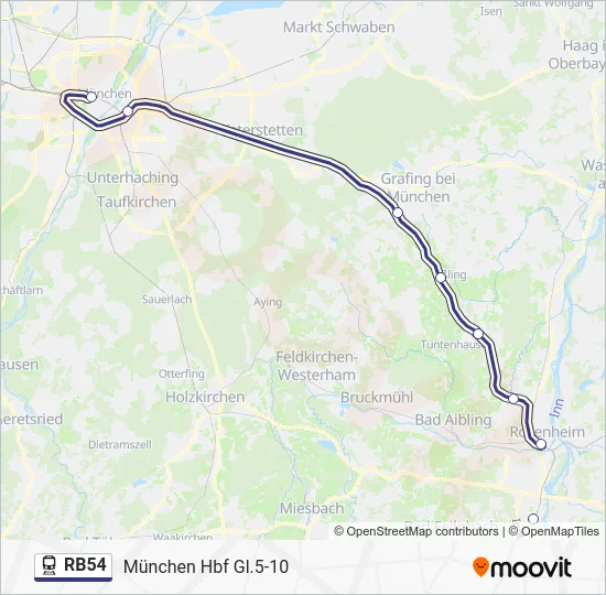 Поезд RB54: карта маршрута