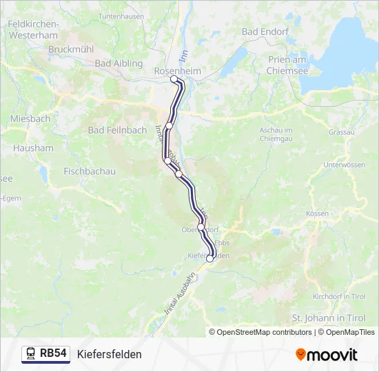 Поезд RB54: карта маршрута