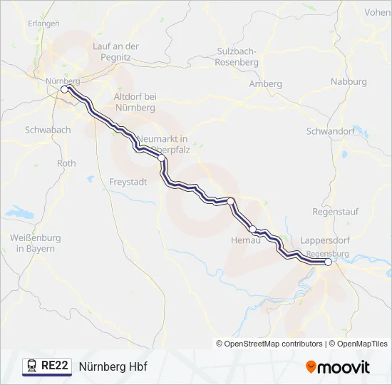 RE22 Train Line Map