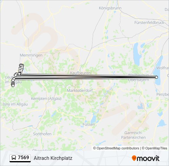 Автобус 7569: карта маршрута
