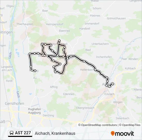 Автобус AST 227: карта маршрута