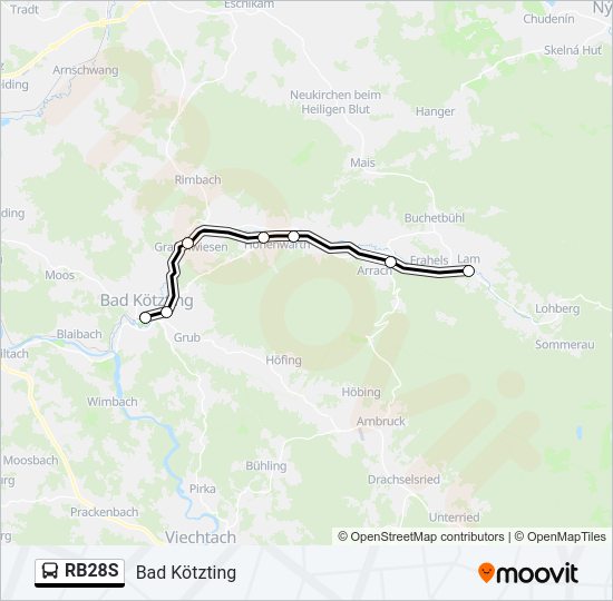 Автобус RB28S: карта маршрута