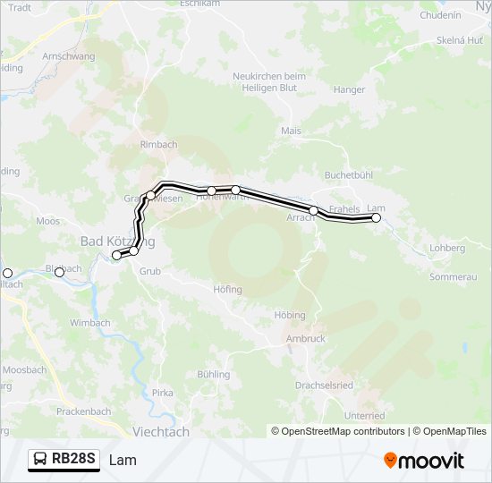 Автобус RB28S: карта маршрута