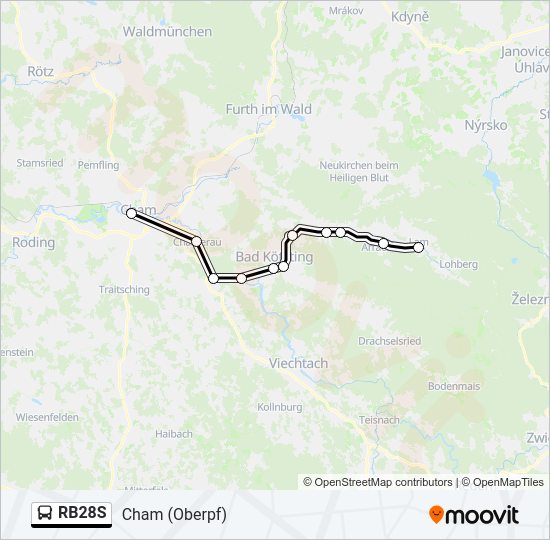 Автобус RB28S: карта маршрута