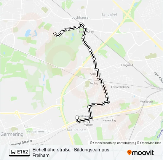 Автобус E162: карта маршрута