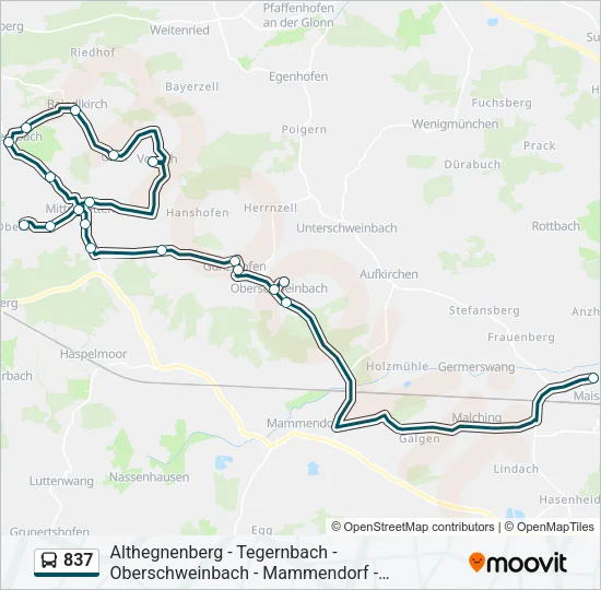 Автобус 837: карта маршрута