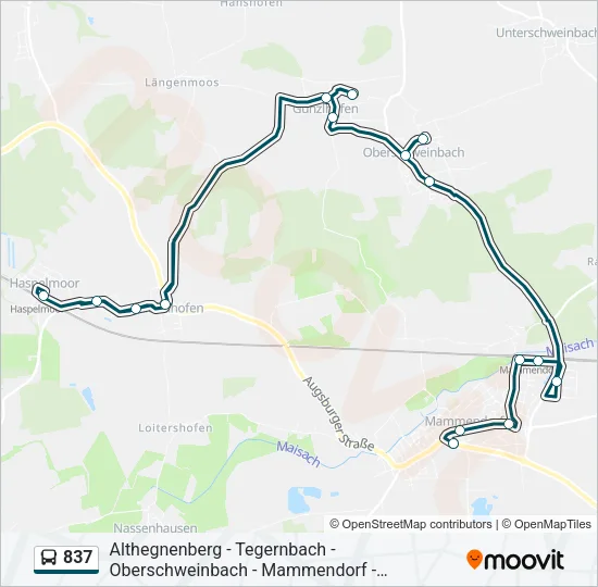 Автобус 837: карта маршрута