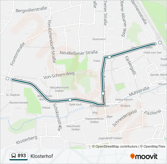 893 Bus Line Map