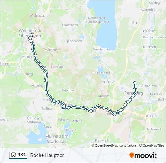Автобус 934: карта маршрута