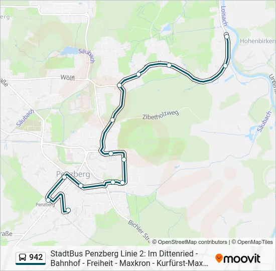 Автобус 942: карта маршрута
