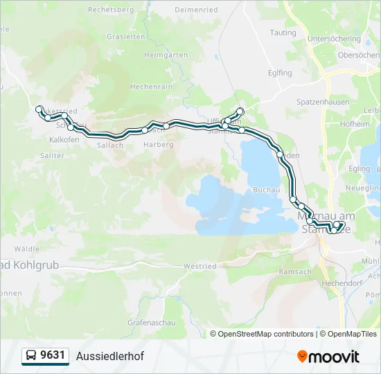 Автобус 9631: карта маршрута