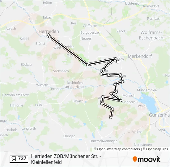 Автобус 737: карта маршрута