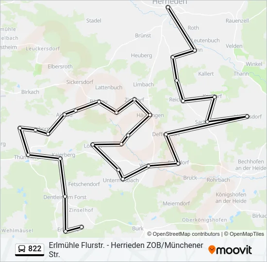 822 Bus Line Map