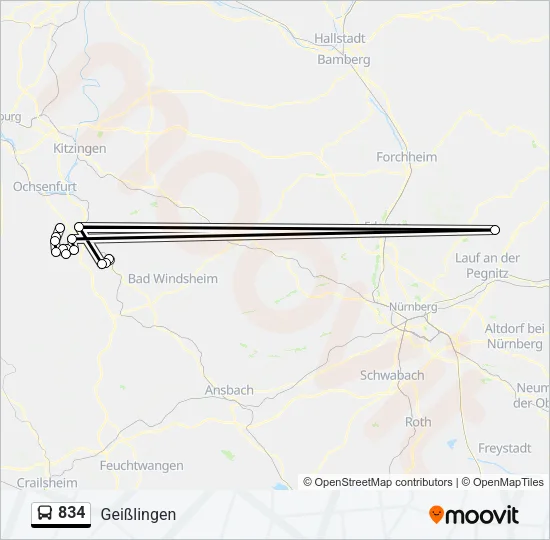 Автобус 834: карта маршрута