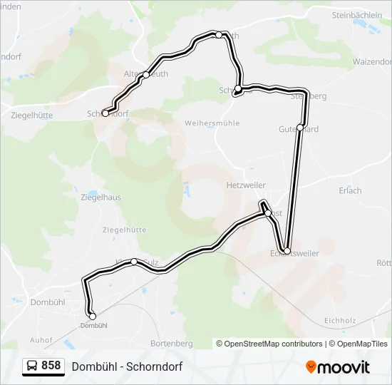858 Bus Line Map