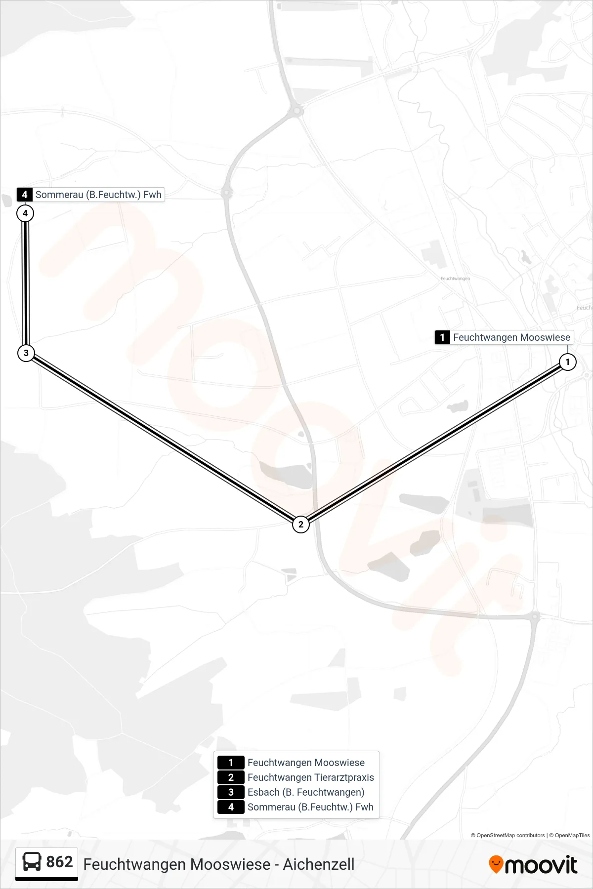 862 bus Line (Sommerau (B.Feuchtw.) Fwh) route and stops on a map