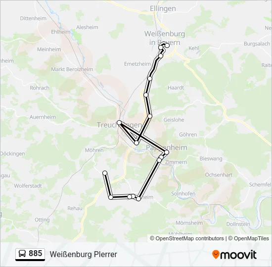 885 Bus Line Map