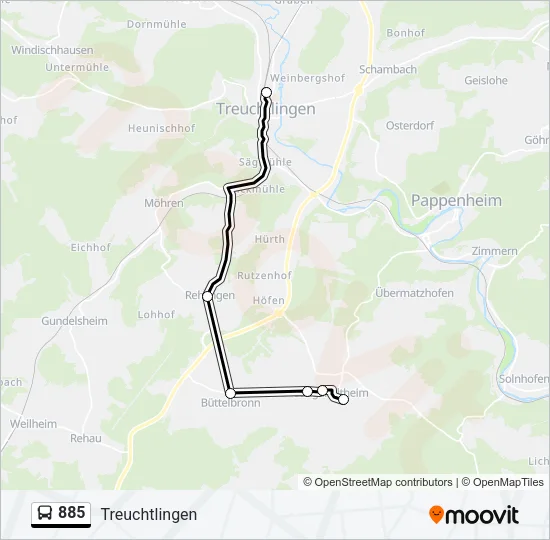 885 Bus Line Map
