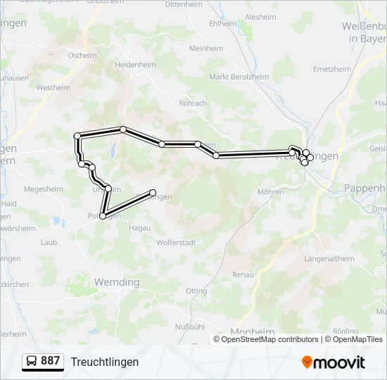 887 Bus Line Map