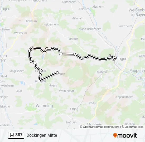 887 Bus Line Map