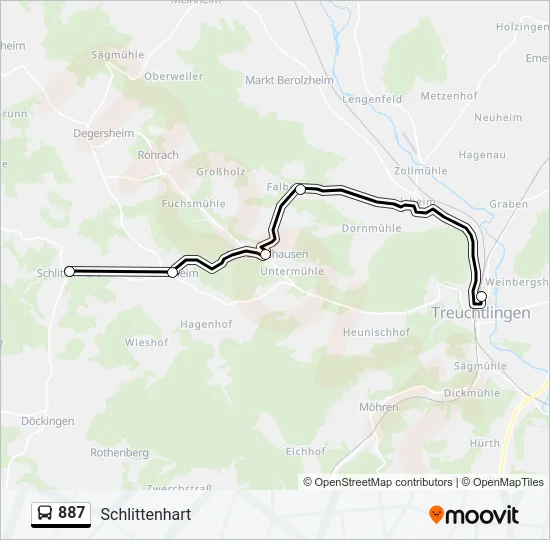 887 Bus Line Map