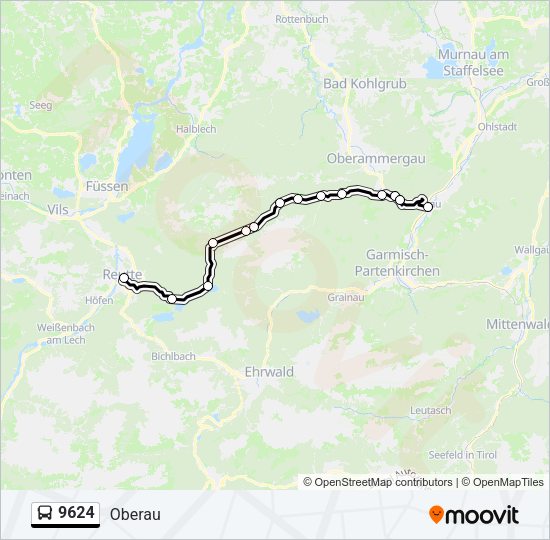 Автобус 9624: карта маршрута